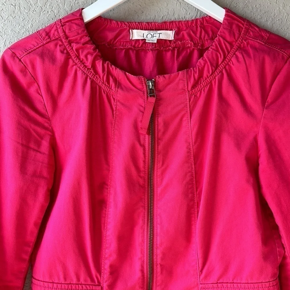 LOFT Hot Pink Cotton‎ Peplum Style Jacket Size XS